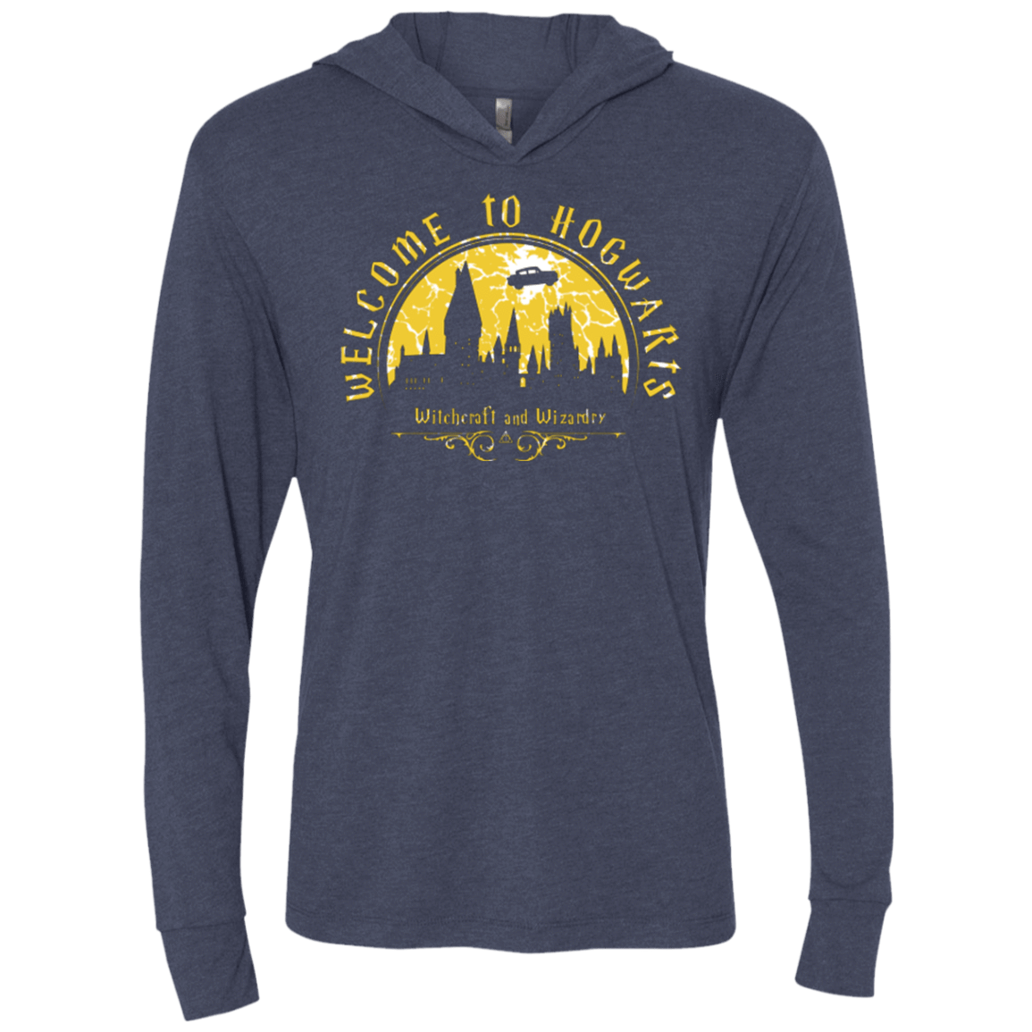 T-Shirts Vintage Navy / X-Small Welcome to Hogwarts Triblend Long Sleeve Hoodie Tee