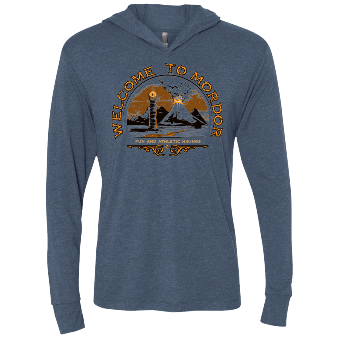 T-Shirts Indigo / X-Small Welcome to Mordor Triblend Long Sleeve Hoodie Tee
