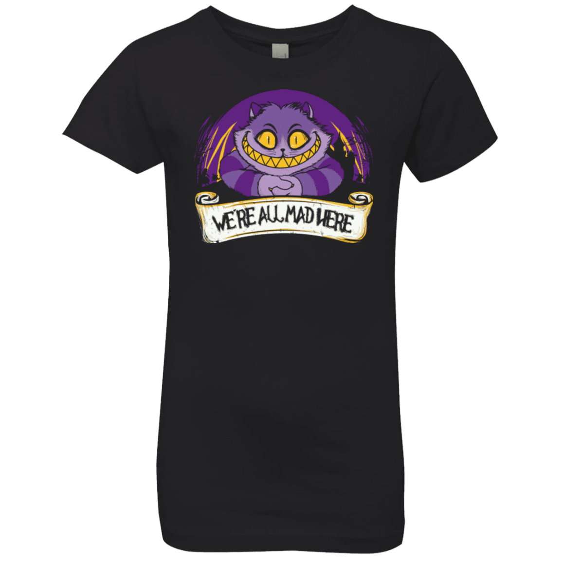 T-Shirts Black / YXS Were All Mad Here Girls Premium T-Shirt