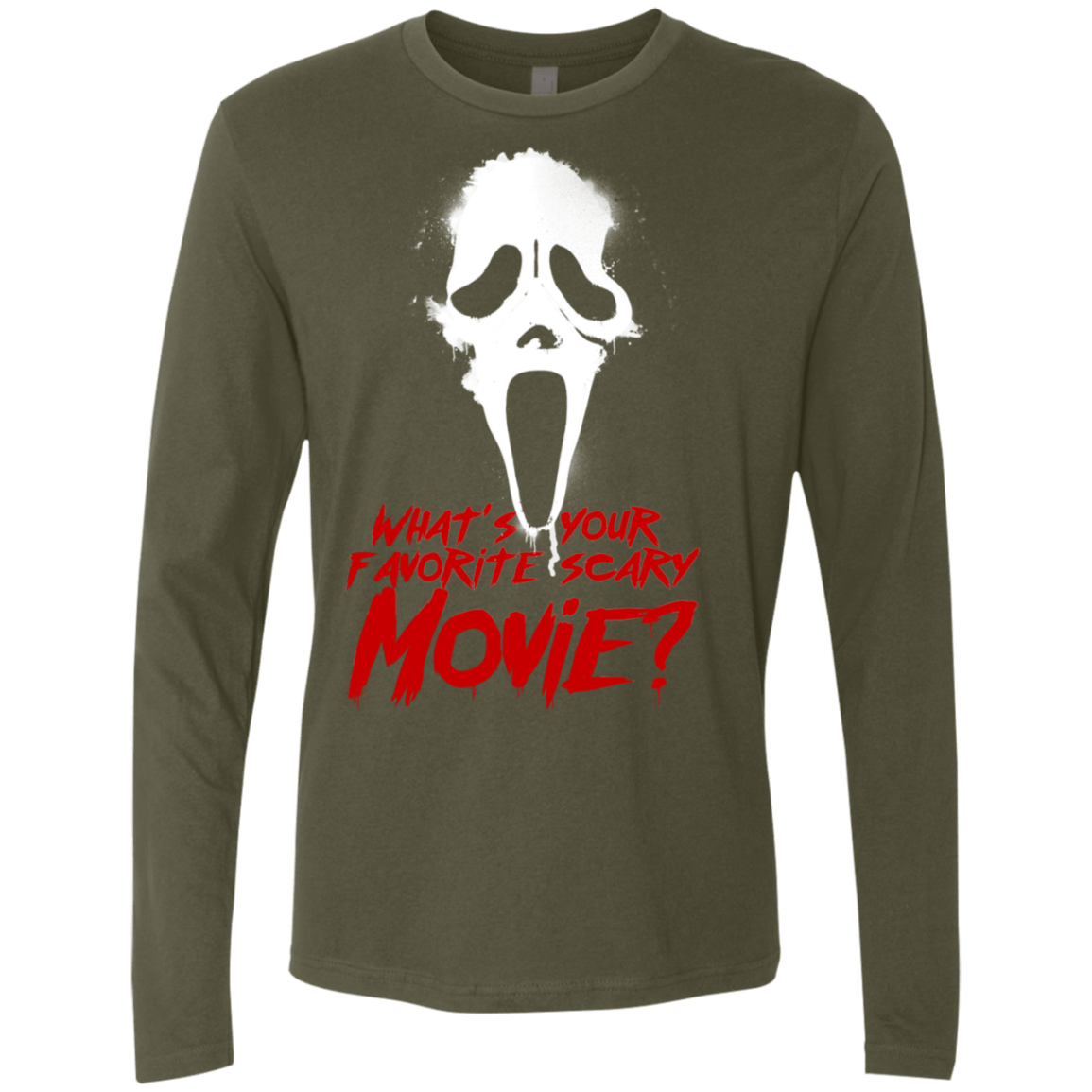 T-Shirts Military Green / S What's Your Favorite Scary Movie Men's Premium Long Sleeve