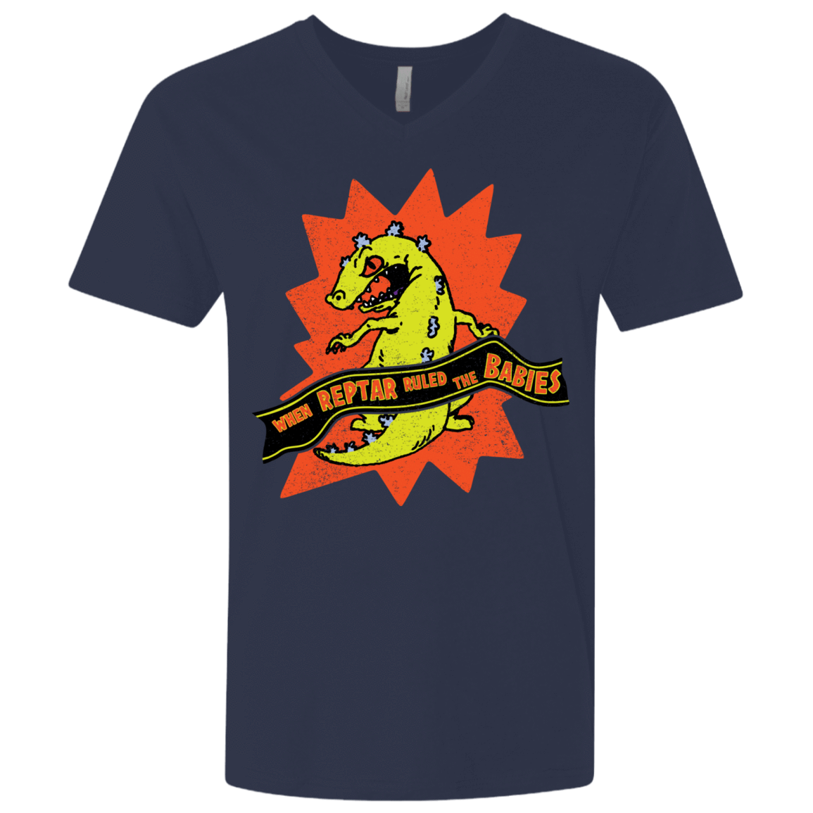 T-Shirts Midnight Navy / X-Small When Reptar Ruled The Babies Men's Premium V-Neck