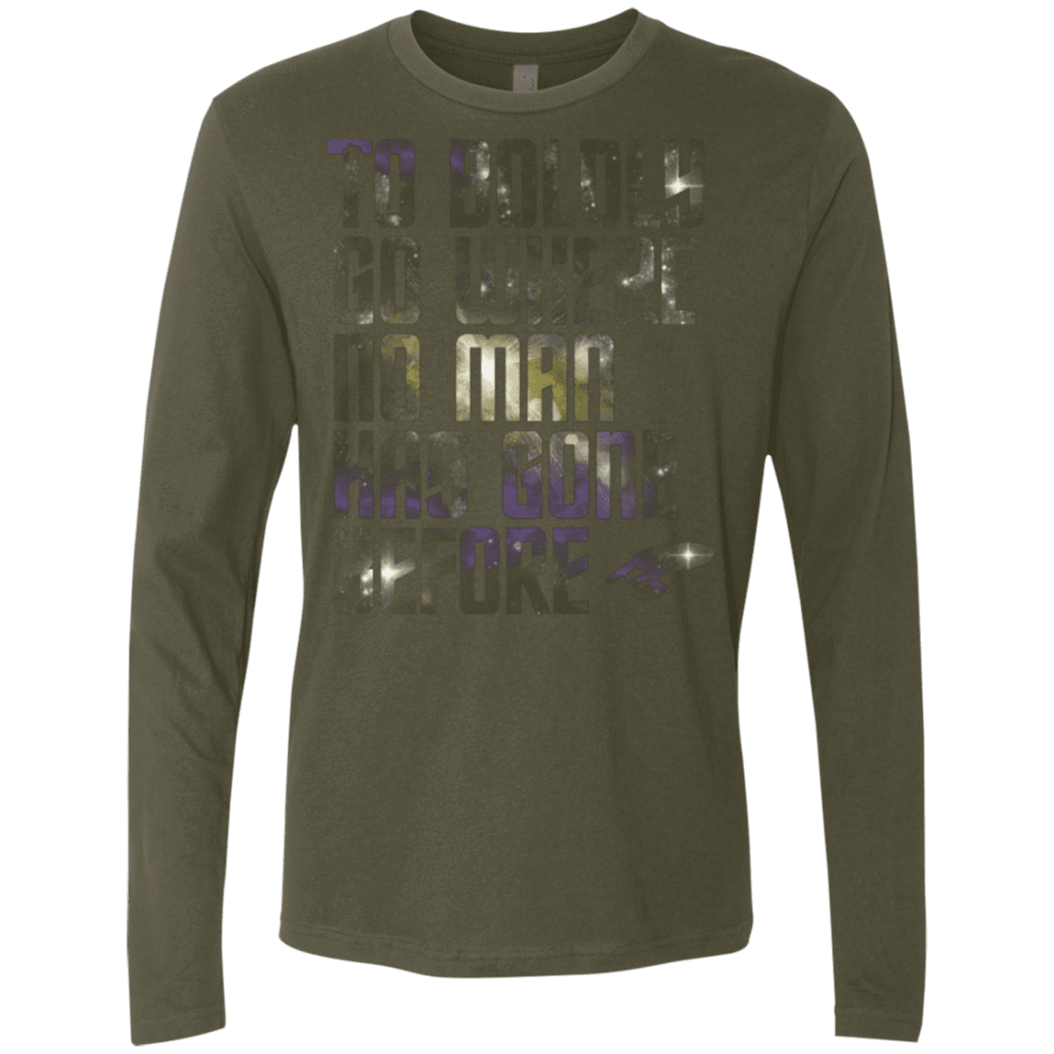T-Shirts Military Green / Small Where no Man has gone Before Men's Premium Long Sleeve