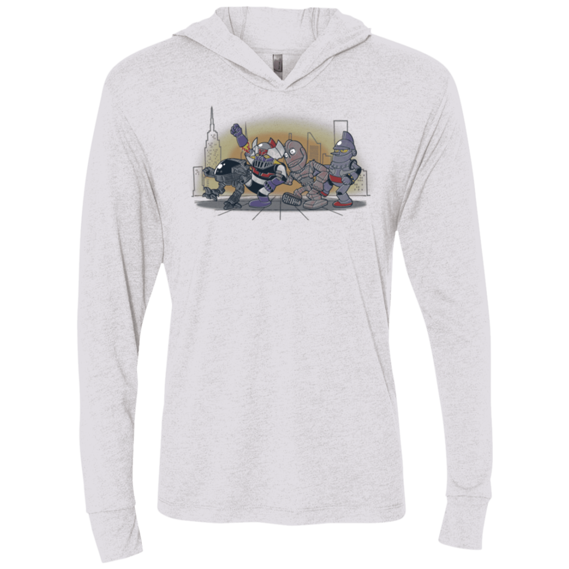 T-Shirts Heather White / X-Small Where The Big Robots are Triblend Long Sleeve Hoodie Tee
