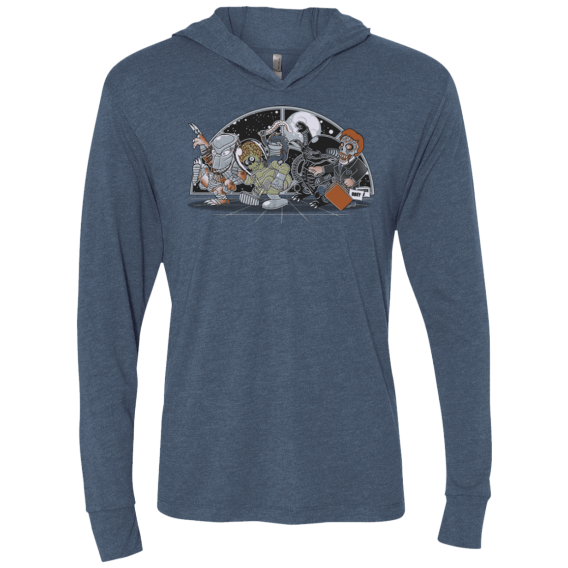 T-Shirts Indigo / X-Small Where The Nasty Aliens are Triblend Long Sleeve Hoodie Tee