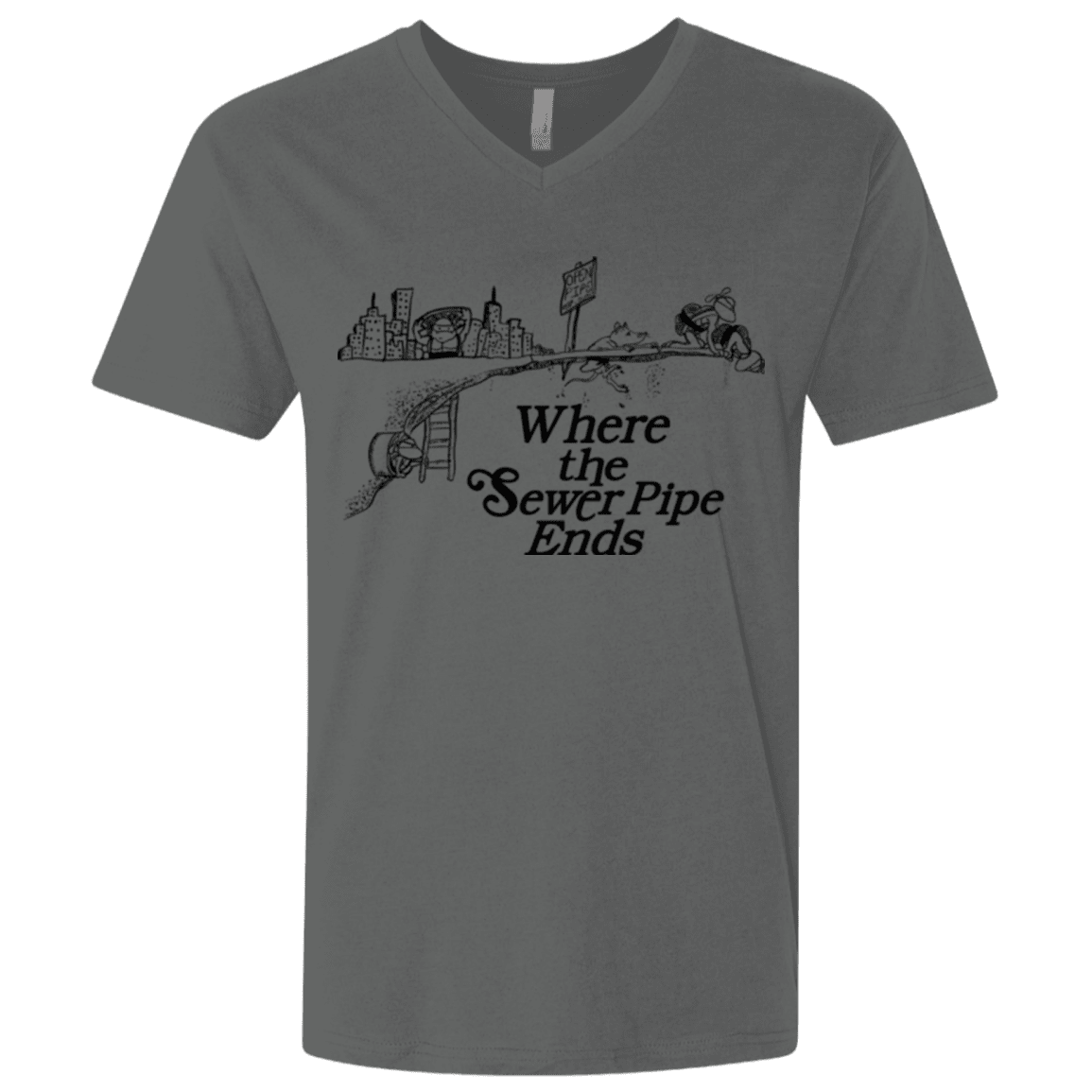 T-Shirts Heavy Metal / X-Small Where the Sewer Pipe Ends Men's Premium V-Neck