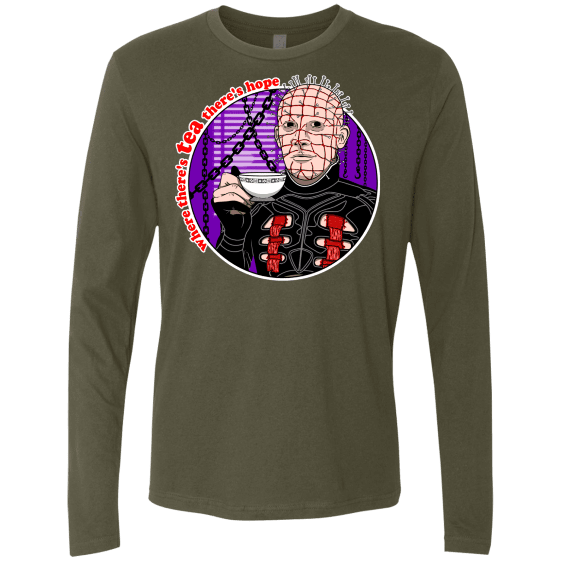T-Shirts Military Green / S Where There's Tea Men's Premium Long Sleeve