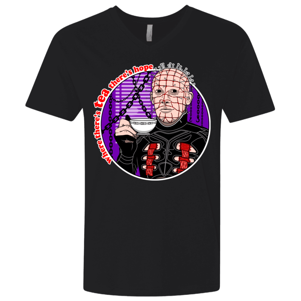 T-Shirts Black / X-Small Where There's Tea Men's Premium V-Neck