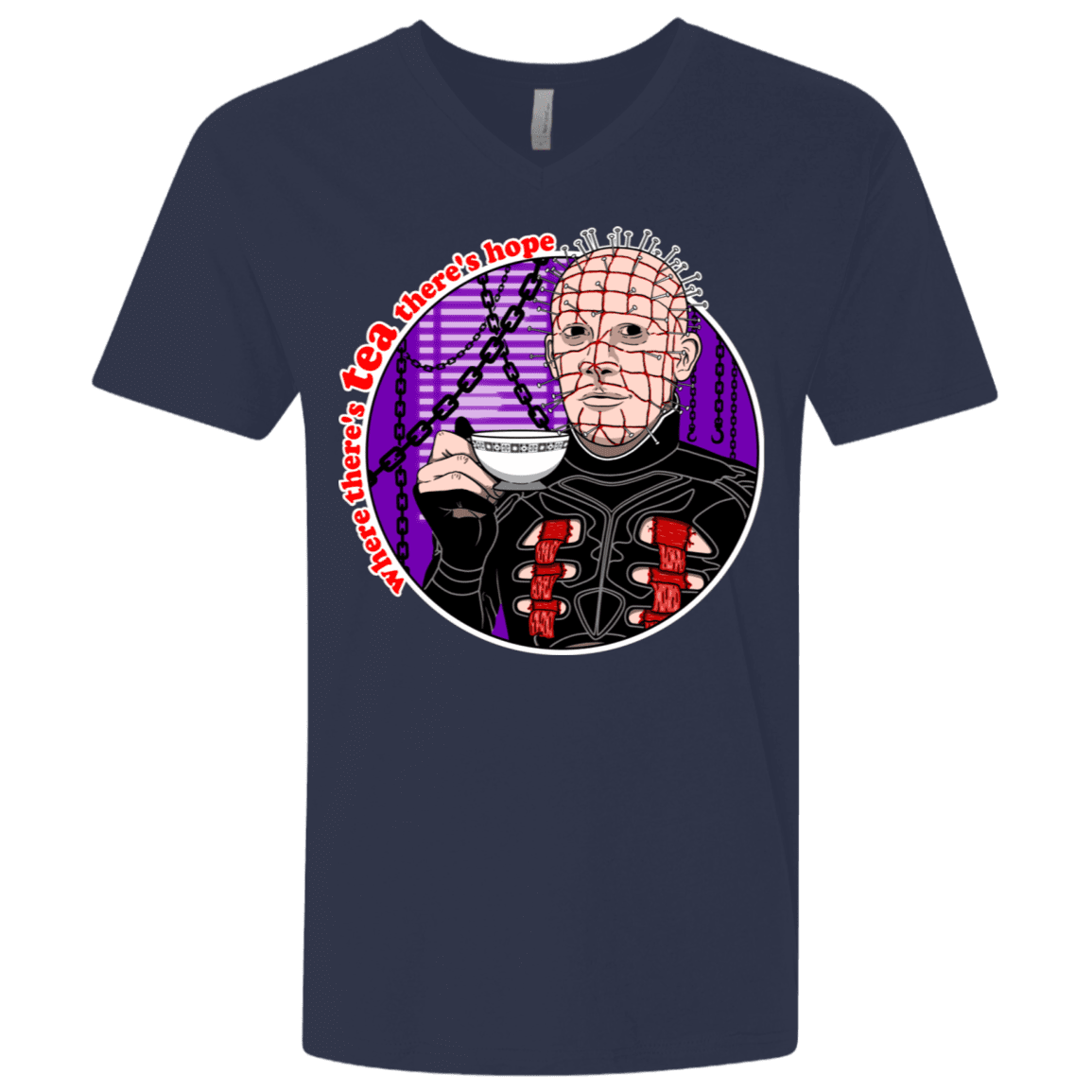 T-Shirts Midnight Navy / X-Small Where There's Tea Men's Premium V-Neck