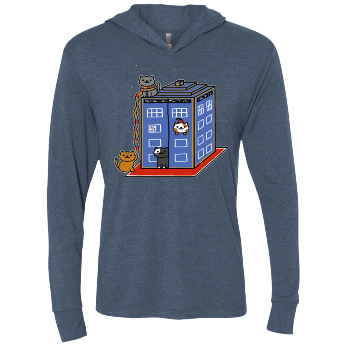 T-Shirts Indigo / X-Small Who Atsume Triblend Long Sleeve Hoodie Tee