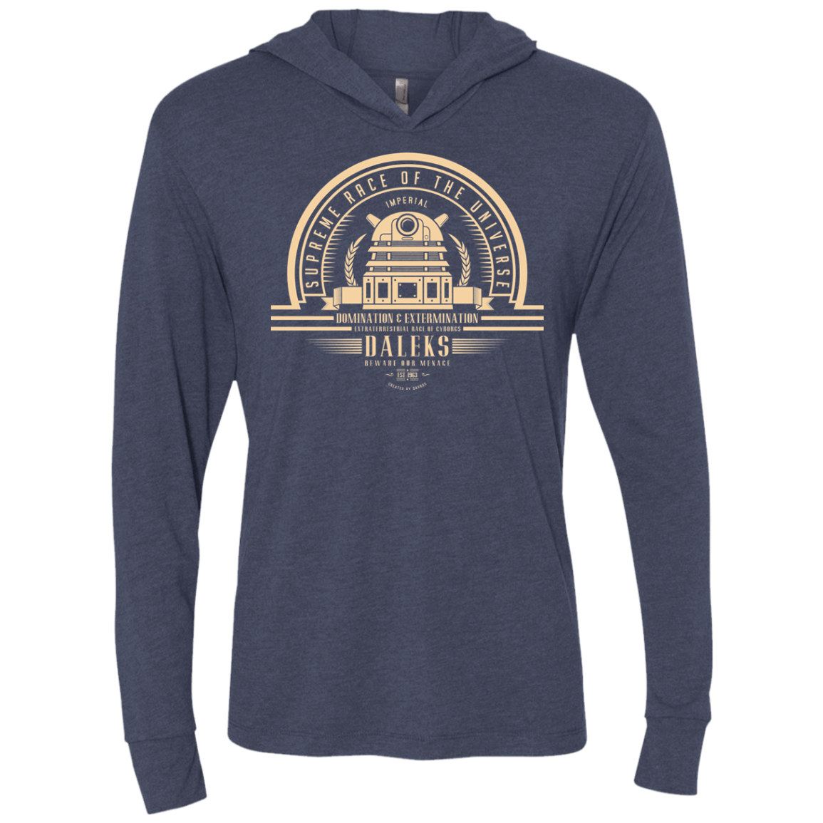 T-Shirts Vintage Navy / X-Small Who Villains Daleks Triblend Long Sleeve Hoodie Tee