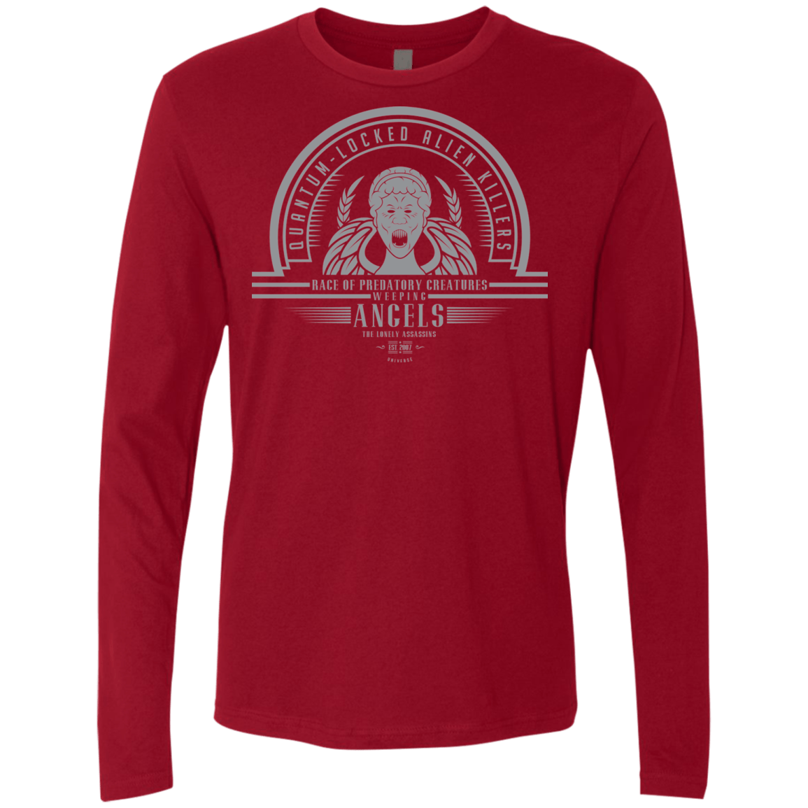 T-Shirts Cardinal / Small Who Villains Weeping Angels Men's Premium Long Sleeve