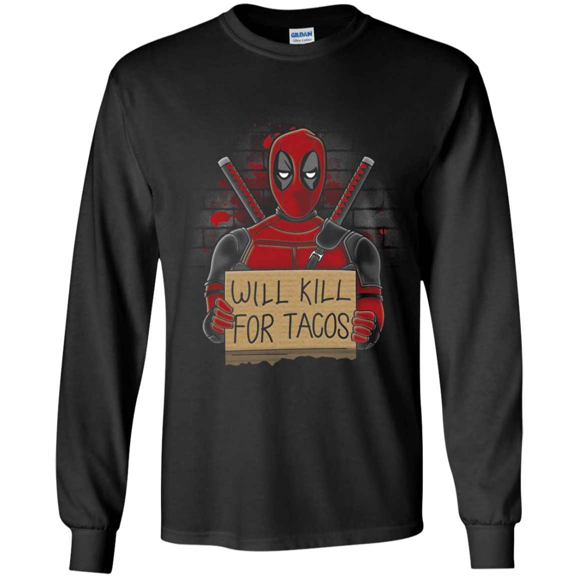 T-Shirts Black / YS Will Kill for Tacos Youth Long Sleeve T-Shirt