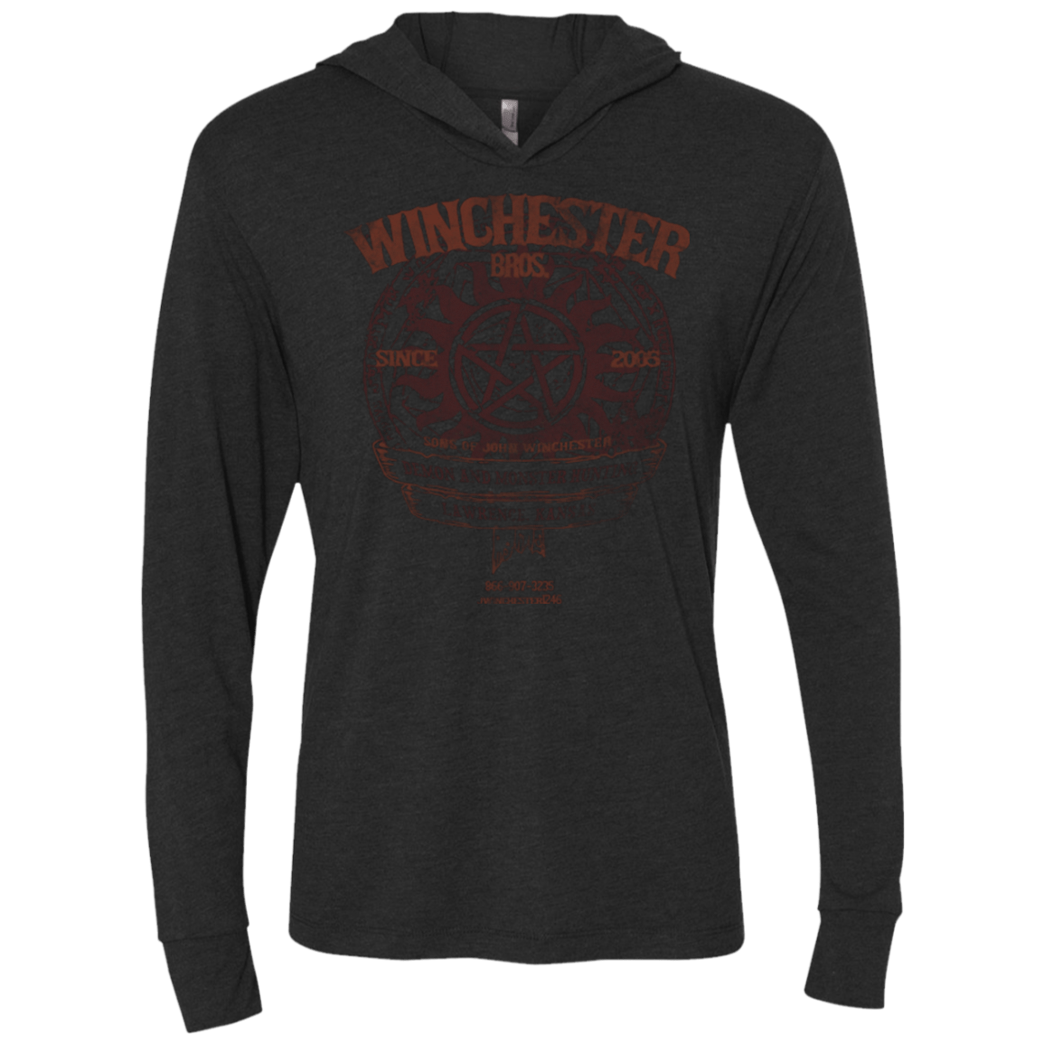 T-Shirts Vintage Black / X-Small Winchester Bros Triblend Long Sleeve Hoodie Tee