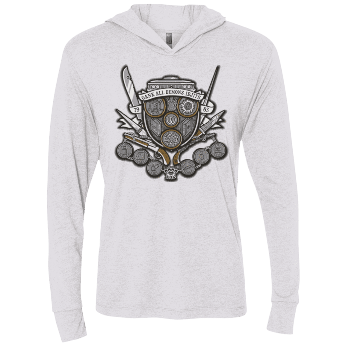 T-Shirts Heather White / X-Small Winchester's Crest Triblend Long Sleeve Hoodie Tee