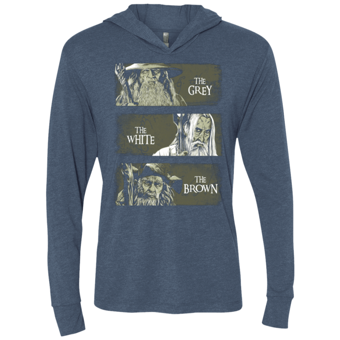 T-Shirts Indigo / X-Small Wizards of Middle Earth Triblend Long Sleeve Hoodie Tee