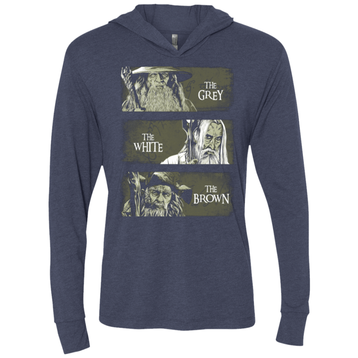 T-Shirts Vintage Navy / X-Small Wizards of Middle Earth Triblend Long Sleeve Hoodie Tee