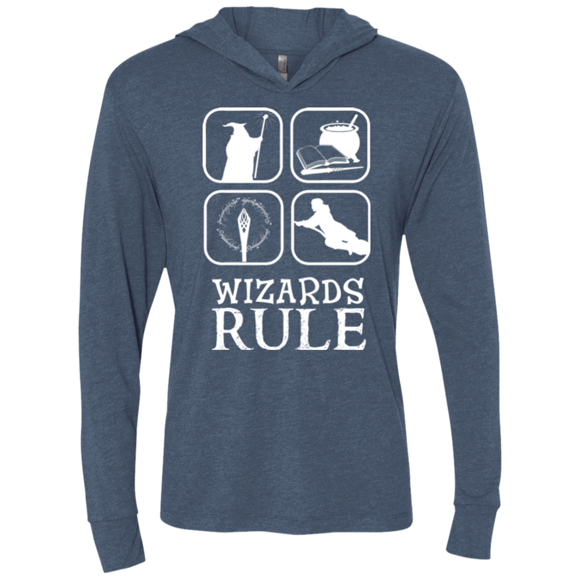 T-Shirts Indigo / X-Small Wizards Rule Triblend Long Sleeve Hoodie Tee