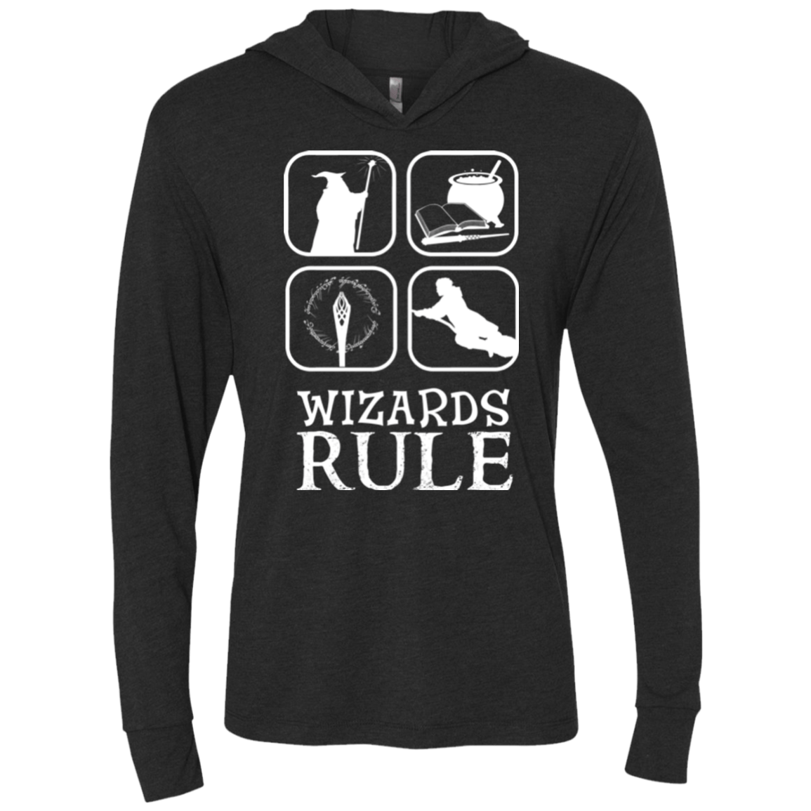 T-Shirts Vintage Black / X-Small Wizards Rule Triblend Long Sleeve Hoodie Tee