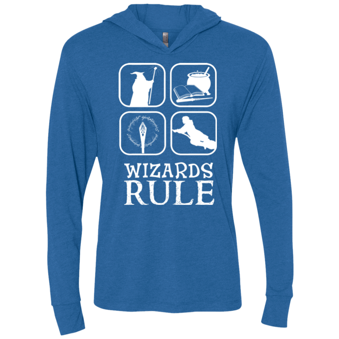 T-Shirts Vintage Royal / X-Small Wizards Rule Triblend Long Sleeve Hoodie Tee