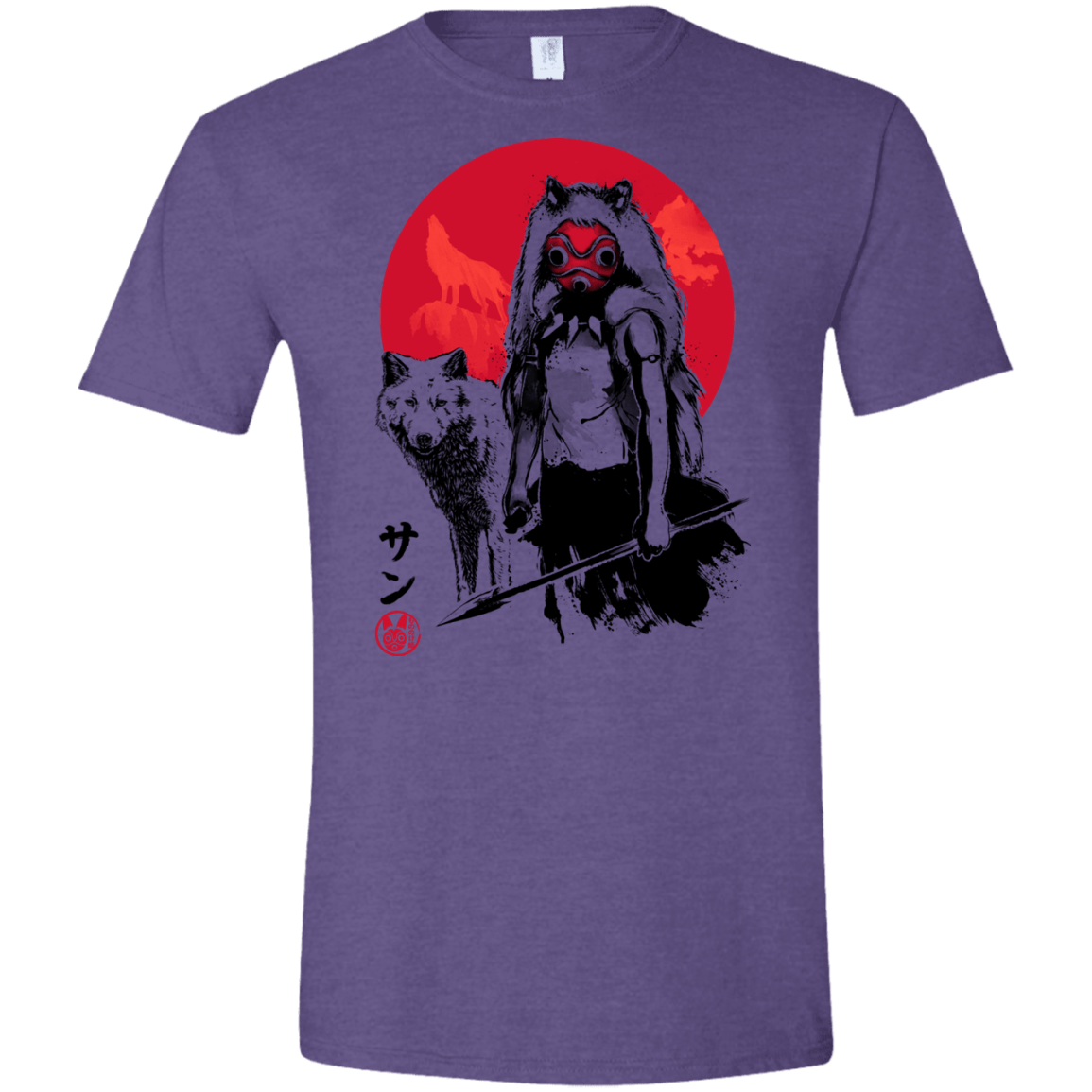 T-Shirts Heather Purple / S Wolf Girl sumi-e Men's Semi-Fitted Softstyle