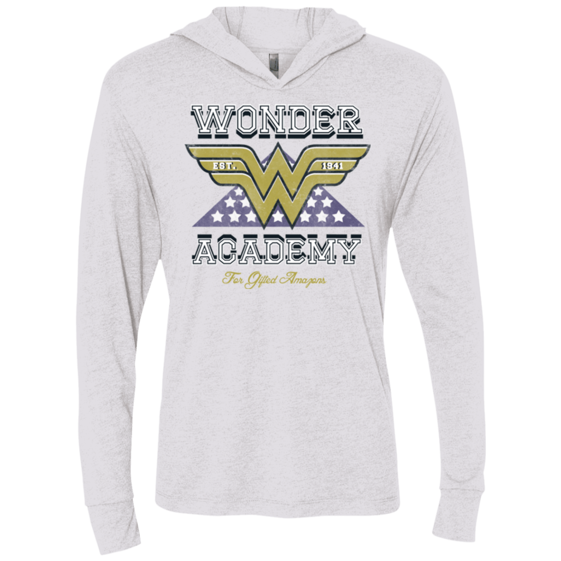 T-Shirts Heather White / X-Small Wonder Academy Triblend Long Sleeve Hoodie Tee