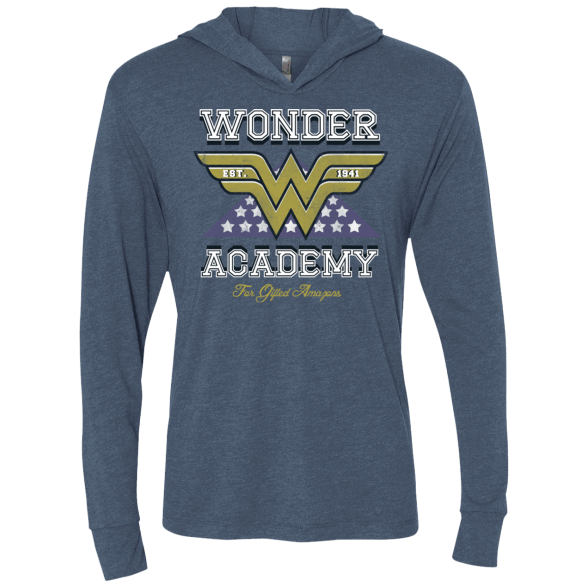 T-Shirts Indigo / X-Small Wonder Academy Triblend Long Sleeve Hoodie Tee