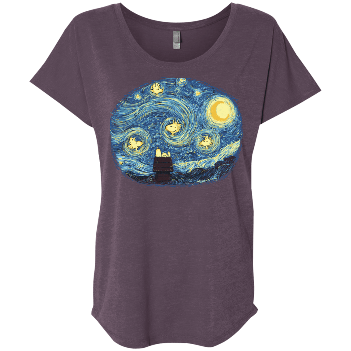 T-Shirts Vintage Purple / X-Small Woody Night Triblend Dolman Sleeve