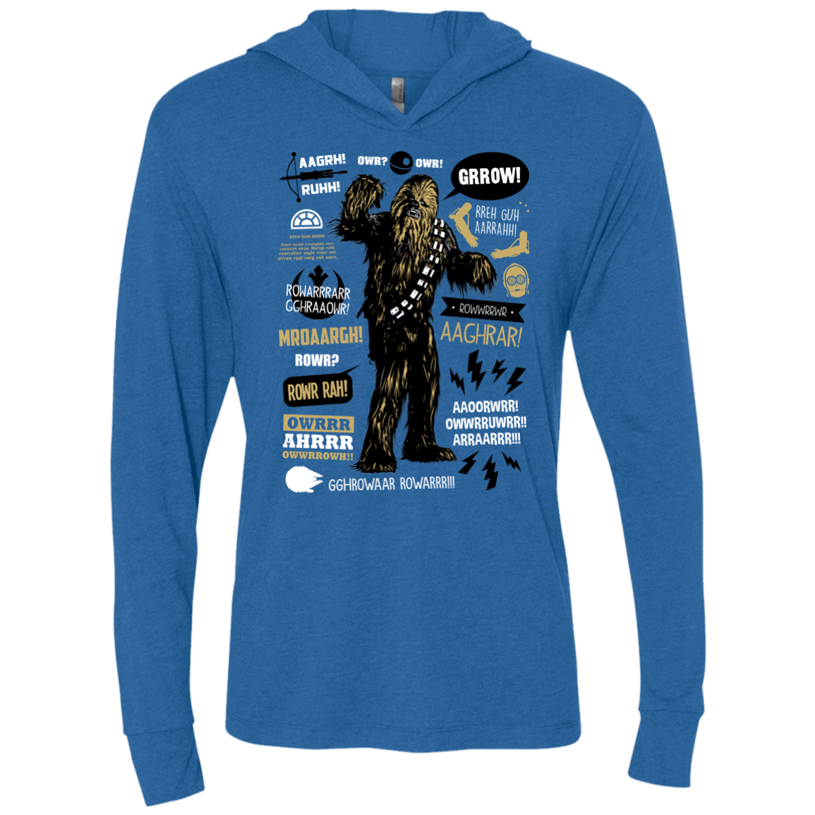 T-Shirts Vintage Royal / X-Small Wookie Famous Quotes Triblend Long Sleeve Hoodie Tee