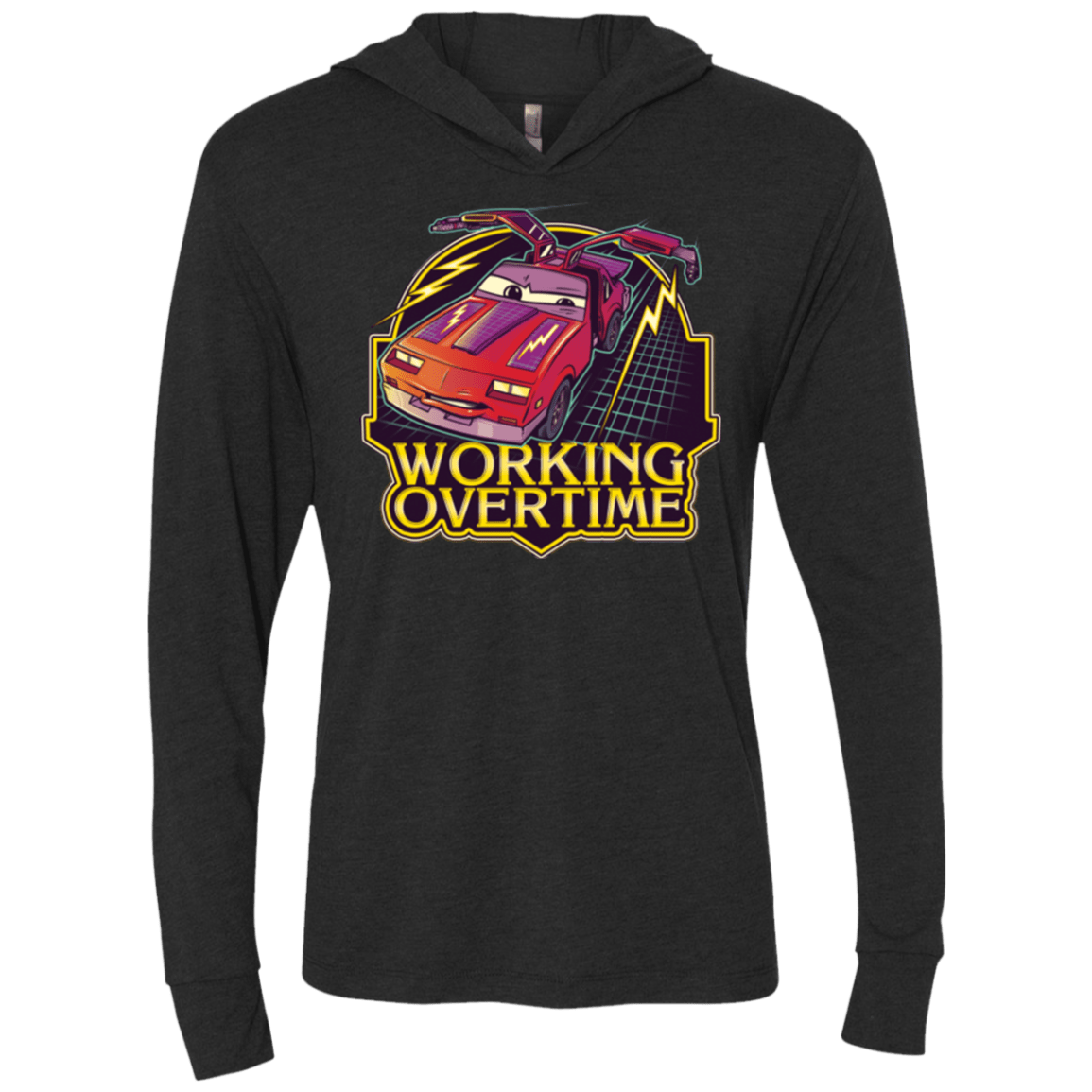 T-Shirts Vintage Black / X-Small Working Overtime Triblend Long Sleeve Hoodie Tee