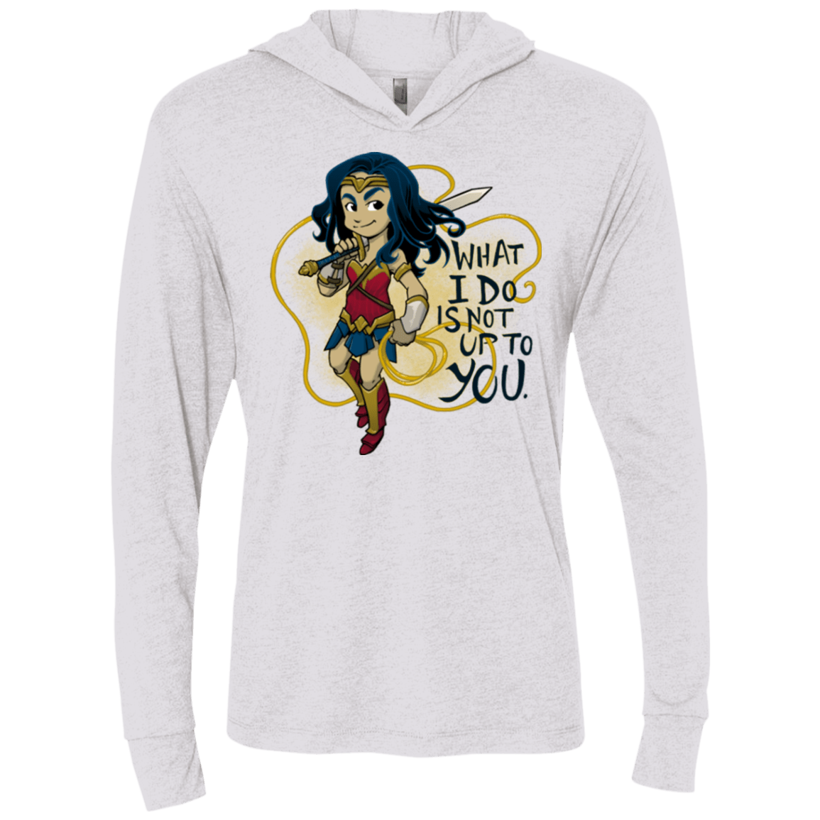 T-Shirts Heather White / X-Small WW Text Triblend Long Sleeve Hoodie Tee