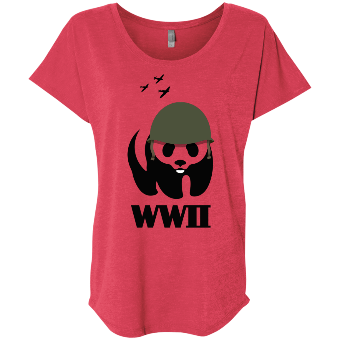 T-Shirts Vintage Red / X-Small WWII Panda Triblend Dolman Sleeve