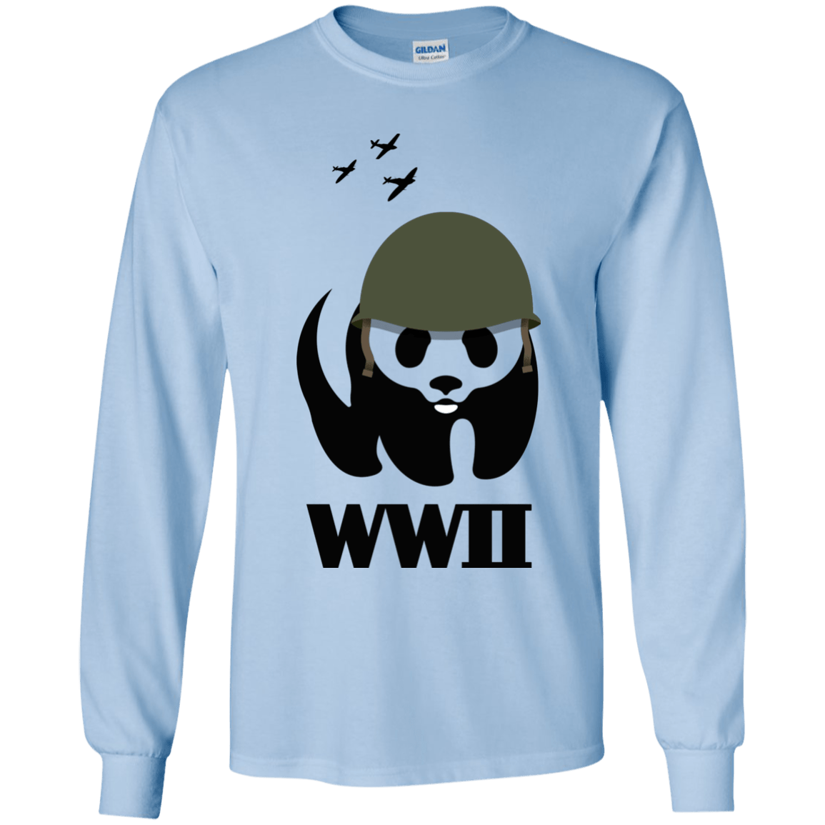 T-Shirts Light Blue / YS WWII Panda Youth Long Sleeve T-Shirt