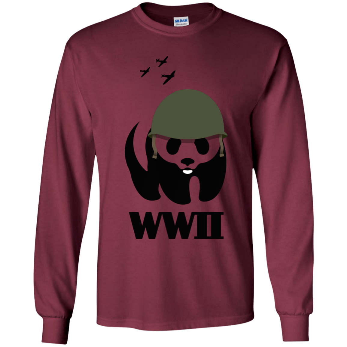 T-Shirts Maroon / YS WWII Panda Youth Long Sleeve T-Shirt