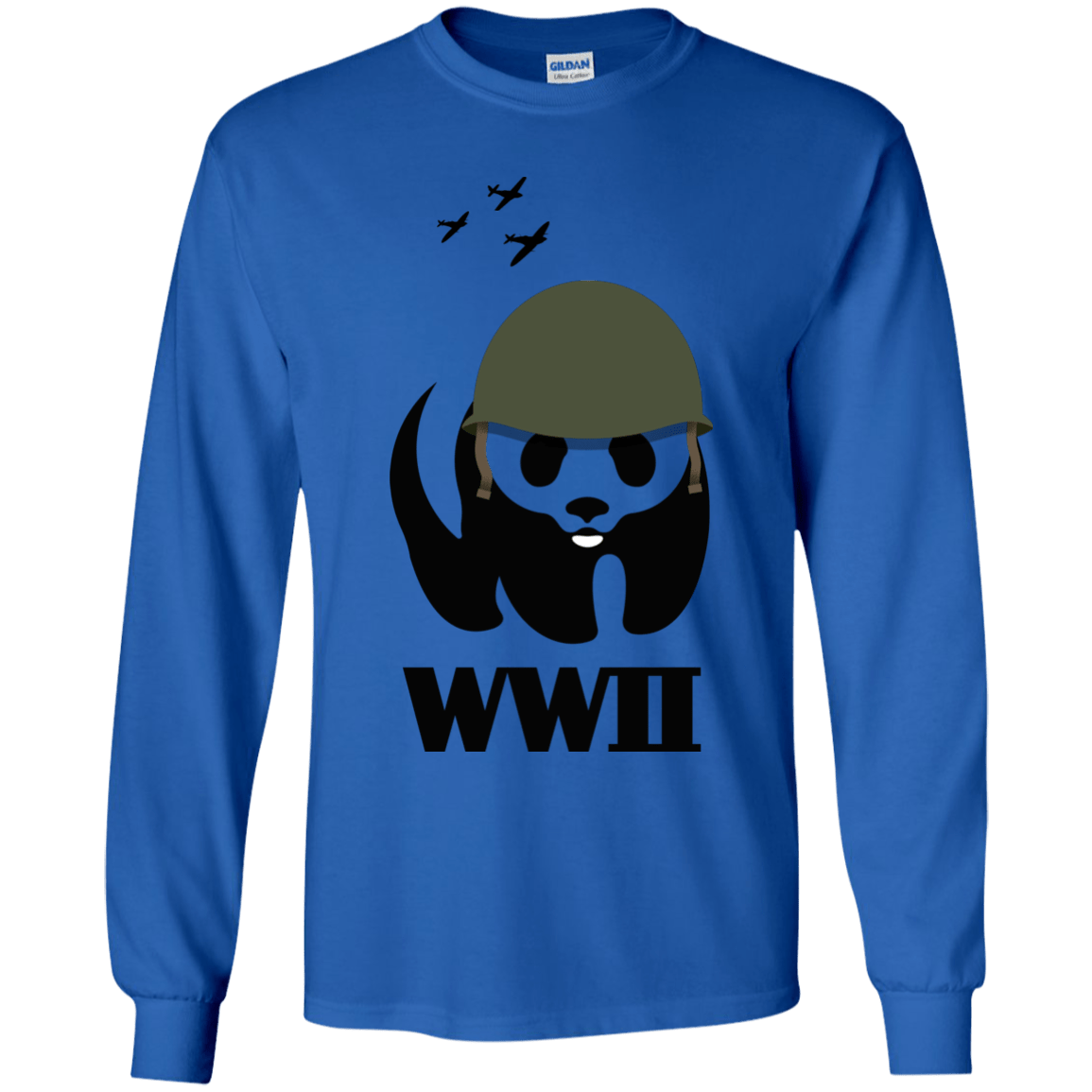 T-Shirts Royal / YS WWII Panda Youth Long Sleeve T-Shirt