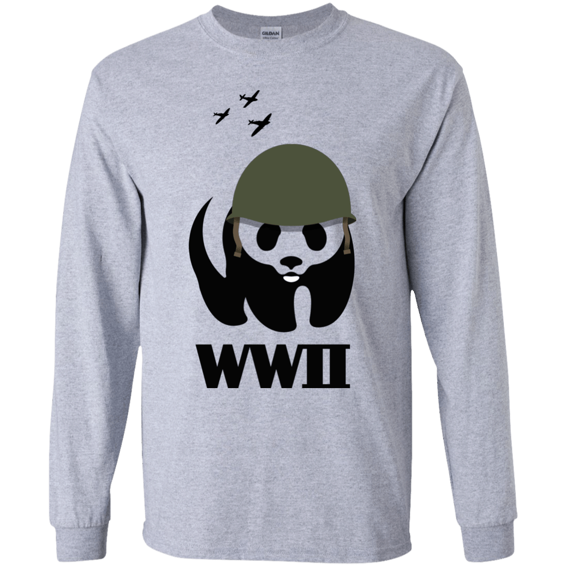 T-Shirts Sport Grey / YS WWII Panda Youth Long Sleeve T-Shirt