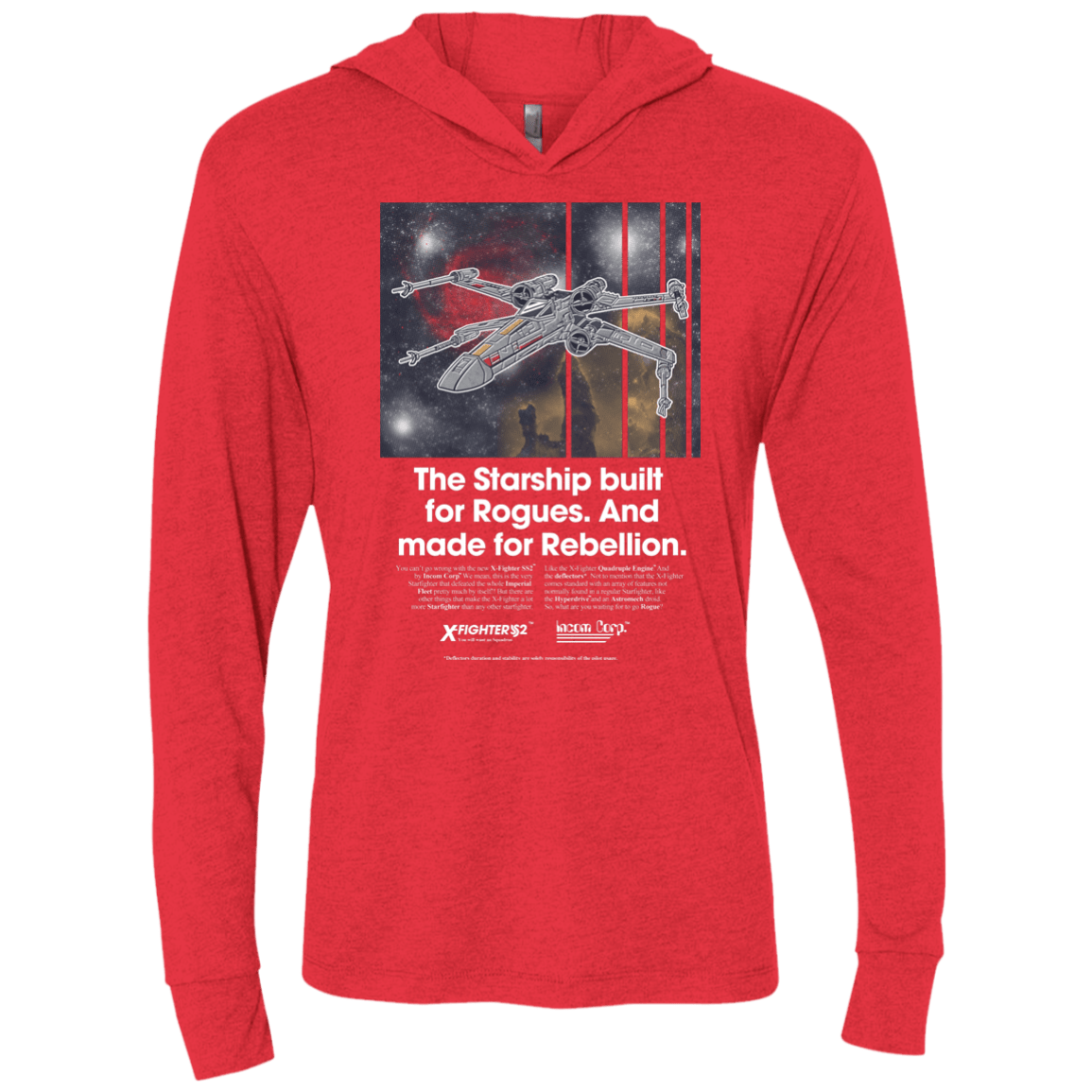 T-Shirts Vintage Red / X-Small X-Fighter Triblend Long Sleeve Hoodie Tee