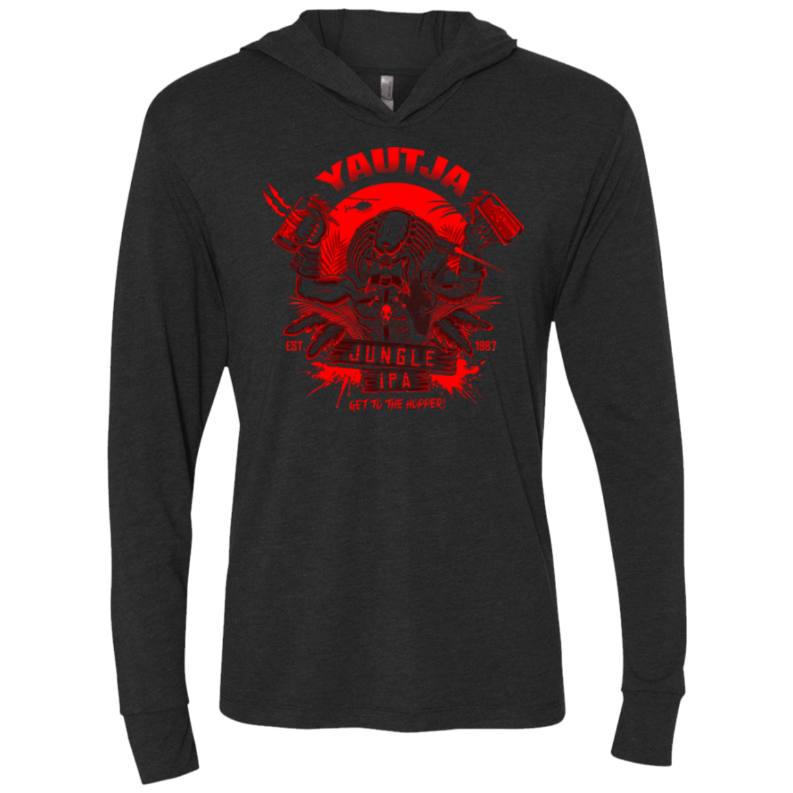 T-Shirts Vintage Black / X-Small Yautjas Jungle IPA Triblend Long Sleeve Hoodie Tee