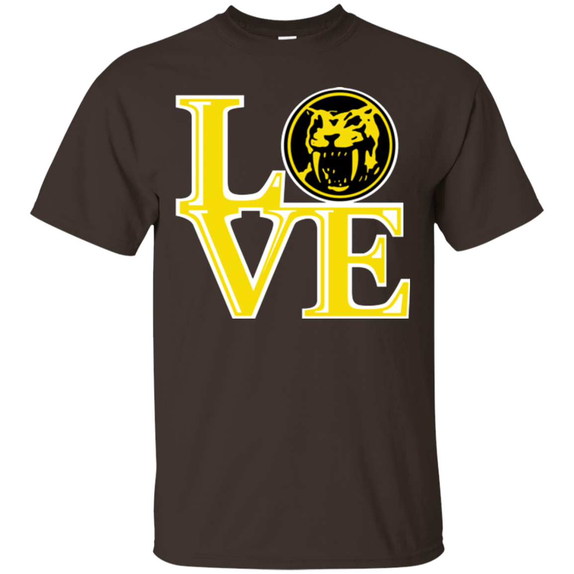 T-Shirts Dark Chocolate / Small Yellow Ranger LOVE T-Shirt