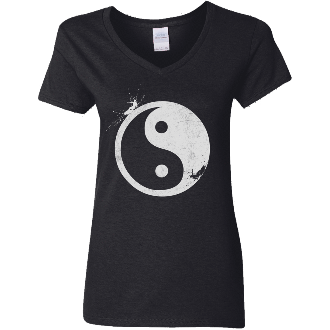 T-Shirts Black / S Yin Yang Surfer Women's V-Neck T-Shirt