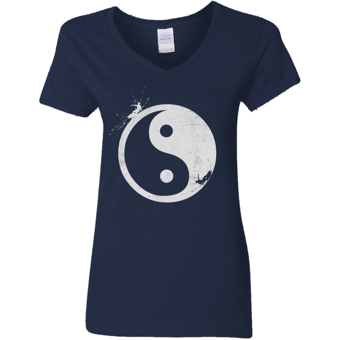 T-Shirts Navy / S Yin Yang Surfer Women's V-Neck T-Shirt