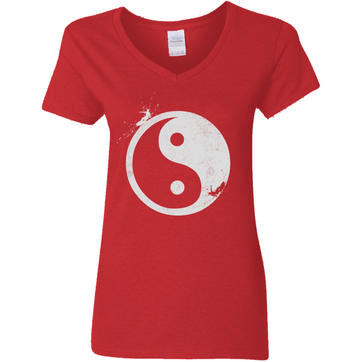 T-Shirts Red / S Yin Yang Surfer Women's V-Neck T-Shirt