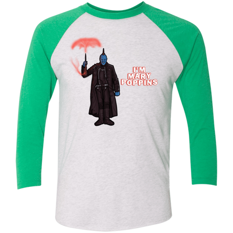 T-Shirts Heather White/Envy / X-Small Yondu Poppins Men's Triblend 3/4 Sleeve