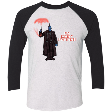 T-Shirts Heather White/Vintage Black / X-Small Yondu Poppins Men's Triblend 3/4 Sleeve