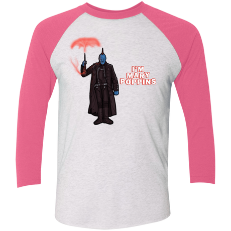 T-Shirts Heather White/Vintage Pink / X-Small Yondu Poppins Men's Triblend 3/4 Sleeve