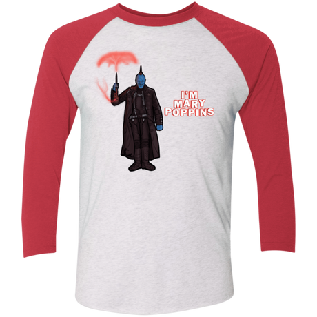T-Shirts Heather White/Vintage Red / X-Small Yondu Poppins Men's Triblend 3/4 Sleeve