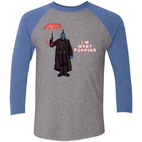 T-Shirts Premium Heather/Vintage Royal / X-Small Yondu Poppins Men's Triblend 3/4 Sleeve