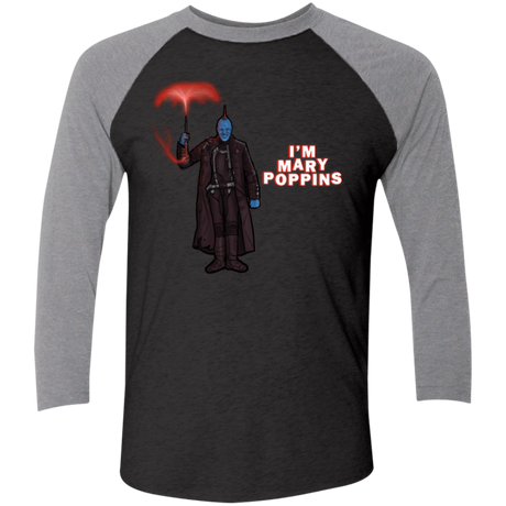 T-Shirts Vintage Black/Premium Heather / X-Small Yondu Poppins Men's Triblend 3/4 Sleeve