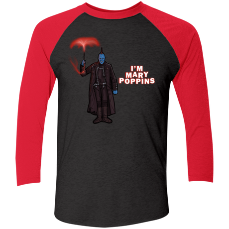 T-Shirts Vintage Black/Vintage Red / X-Small Yondu Poppins Men's Triblend 3/4 Sleeve