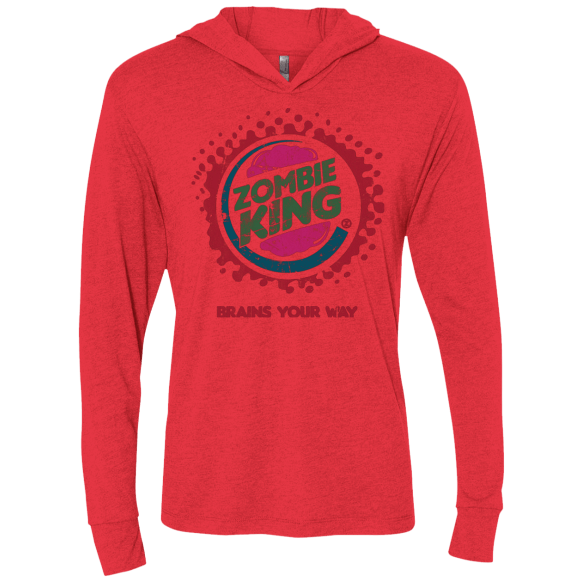 T-Shirts Vintage Red / X-Small Zombie King Triblend Long Sleeve Hoodie Tee