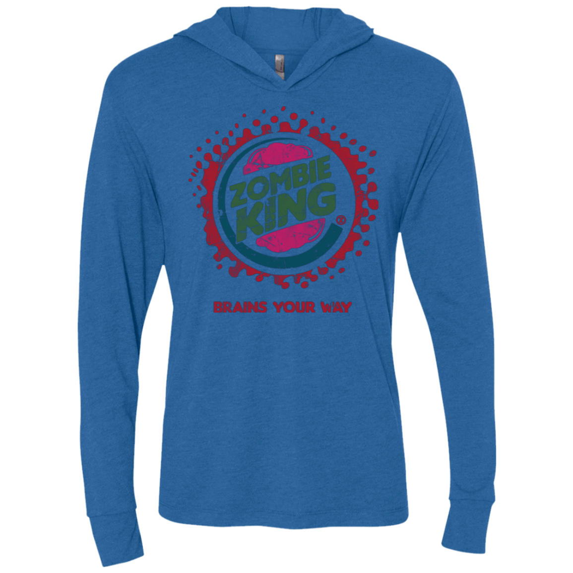 T-Shirts Vintage Royal / X-Small Zombie King Triblend Long Sleeve Hoodie Tee